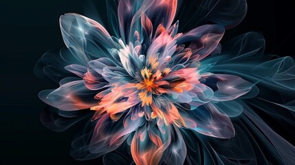abstract background, wallpaper of abstract, flower abstract artwork on black background 4k