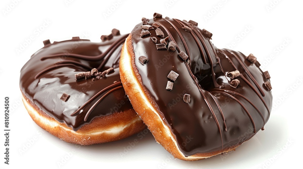 Canvas Prints Two heart shaped donuts coated with chocolate are presented together on a white background embodying the essence of a Valentine s Day treat