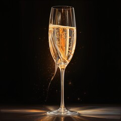 Glistening Champagne Glass with Champagne