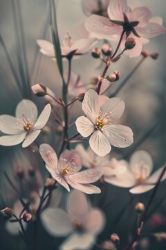 A close up of a bunch of white flowers with a blurry background. The flowers are arranged in a way that makes them look like they are floating in the air