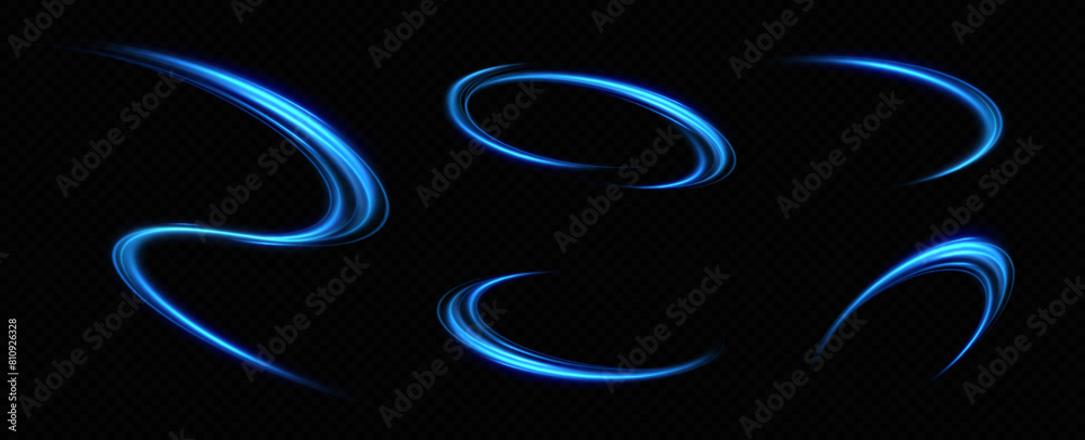 Leinwandbilder abstract light lines of movement and speed in blue. neon lines of blue speed. dynamic traces of ligh