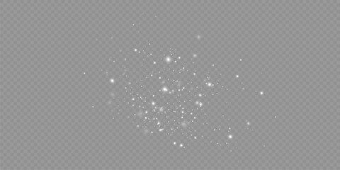 Shining stars.White shiny particles on a transparent background.Sparkling star dust.For packaging of children's toys, gifts, cards, banners.Vector.	