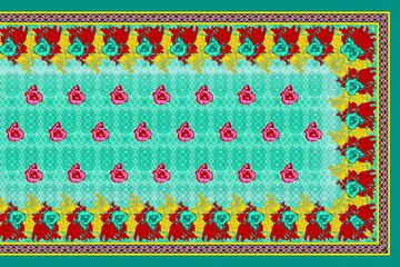 multi abstract pattern sari design, geometrical textile saree in colorful Flower design.
