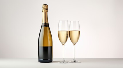 Pair of Glasses Near Bottle of Wine