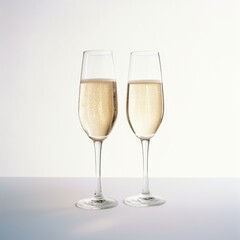 A Pair of Glasses Filled with Champagne
