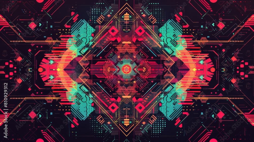 Poster this poster design template features an acid grid psychedelic geometry pattern and text elements on 