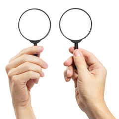 Set of hands with magnifiers, cut out