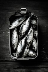 Sardines in a tin can. Ai generative