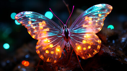 butterfly with colourful lights   HD 8K wallpaper Stock Photographic Image
