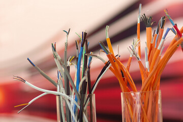 Network FTP cables on the counter at the exhibition stand