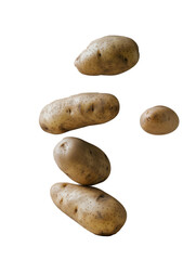 potatoes falling, transparent background