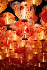 Floating lanterns in the sky