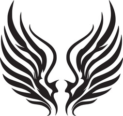 Naklejka premium Wings black and white vector