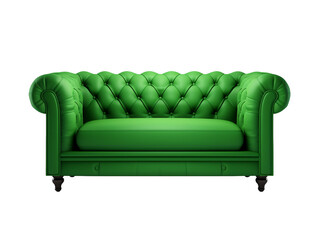 Modern green sofa isolated on transparent background