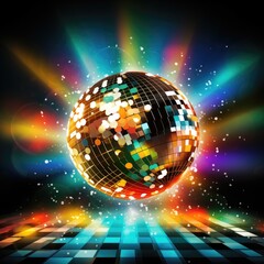 Obraz premium Colorful Glittery Disco Ball