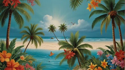 beach tropical scene ai gen