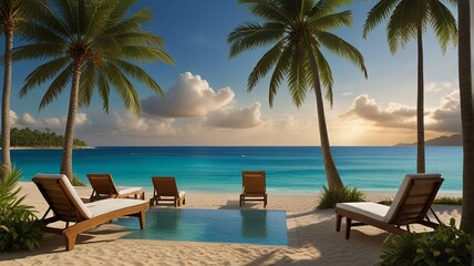 Fototapeta premium beach tropical scene ai gen