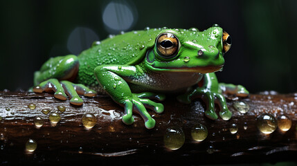 frog on a leaf  HD 8K wallpaper Stock Photographic Image