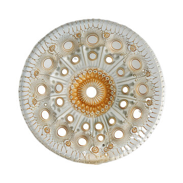 Front view of a single diatom cell isolated on a white transparent background