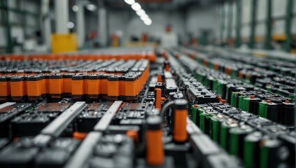 Mass production assembly line of electric vehicle batteries