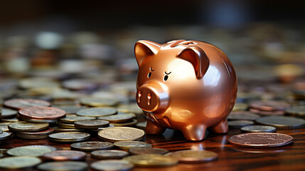 piggy bank and coins  HD 8K wallpaper Stock Photographic Image