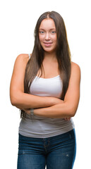 Fototapeta premium Young caucasian beautiful woman over isolated background happy face smiling with crossed arms looking at the camera. Positive person.