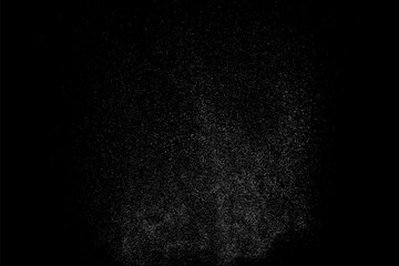 Distress overlay texture. White pattern on black background. Abstract surface dust and noise. Water realistic texture. Vector illustration, EPS 10.	