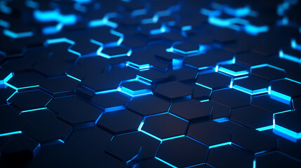 Fototapeta premium Blue glowing hexagon background