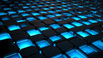 Naklejka premium Blue glowing hexagon background