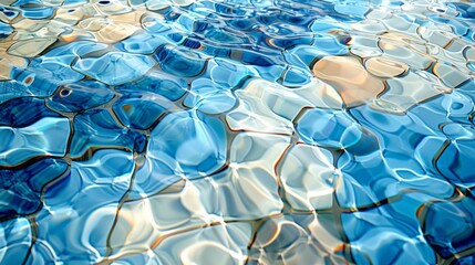 Fototapeta premium Blue and white water ripples and reflections in a swimming pool.
