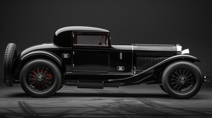 vintage car isolated on black