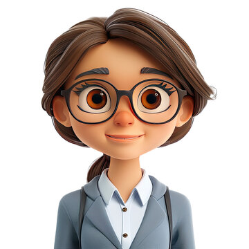 recommend clip art: 3D cartoon female accountant. Cute cartoon accountant isolated on transparent background. 