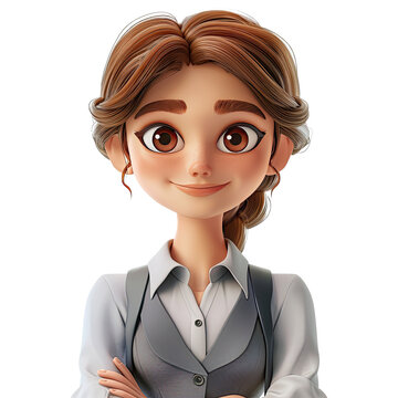 recommend clip art: 3D cartoon female accountant. Cute cartoon accountant isolated on transparent background. 