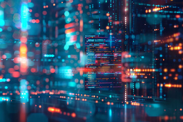 Obraz premium a scene focused on the art of code editing, where a fragment of source code on a computer screen is captured in exquisite detail, surrounded by a soft, blurred background of digital tex