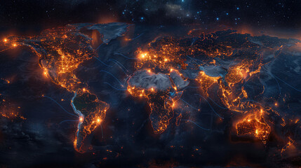 a night time map of world