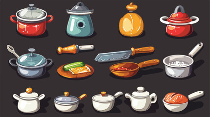 Items set of twelve cooking Vector illustration. Vector