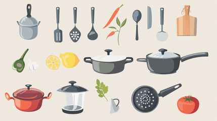 Items set of twelve cooking Vector illustration. Vector