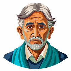 old gujarat with gujarati man with white background 
with old view and turban , indian man , indian , indian man late 90's