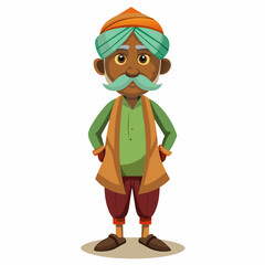 old gujarat with gujarati man with white background 
with old view and turban , indian man , indian , indian man late 90's