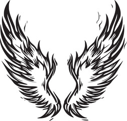 Wings black and white vector