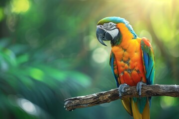 Colorful Parrot Perched on Tree Branch