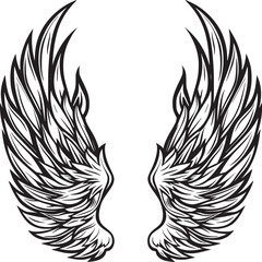 Wings black and white vector