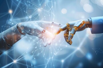 An engineer uses a digital tablet to control a robotic arm in a high-tech industrial environment.. Beautiful simple AI generated image in 4K, unique.