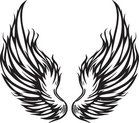 Wings black and white vector