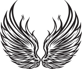 Wings black and white vector