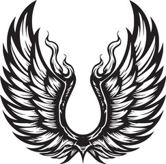 Fototapeta premium Wings black and white vector