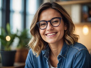 Portrait of smiling young woman wearing glasses