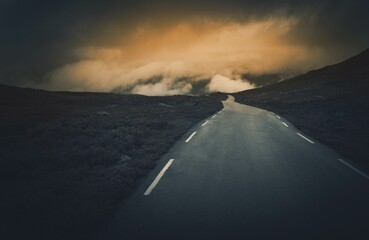 Dark and Cloudy Mountain Road Journey