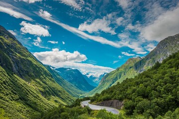 Scenic Winding Road in Norway