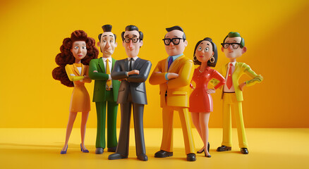 A group of people with glasses 3d toon style